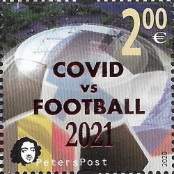 Finland 2021 Qualifiers for the UEFA championship St.Petersburg Peterspost overprint COVID vs FOOTBALL perf stamp