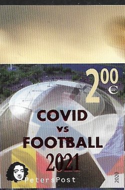 Finland 2021 Peterspost Qualifiers for the UEFA championship St.Petersburg Russia overprint COVID vs FOOTBALL imperf stamp