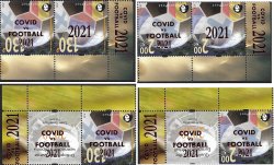 Russia and Finland 2021 Peterspost Qualifiers for the UEFA championship St.Petersburg Russia INVERT overprint COVID vs FOOTBALL set of 4 strips with all varities
