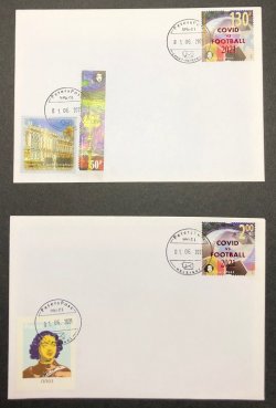 Russia and Finland 2021 Peterspost UEFA championship St.Petersburg Russia overprint COVID vs FOOTBALL set of 2 FDC's