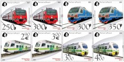 Russia and Finland 2021 European Year of Rail commuter trains Peterspost full set of 8 stamps MNH
