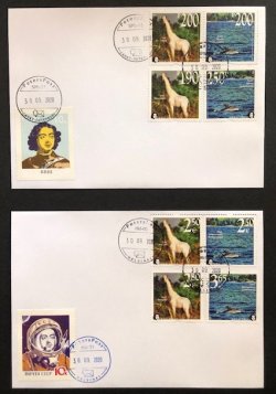 Russia Finland 2020 Fauna Wild life Memorable facts White giraffe and Bottlenose dolphin Peterspost joint issue FDC