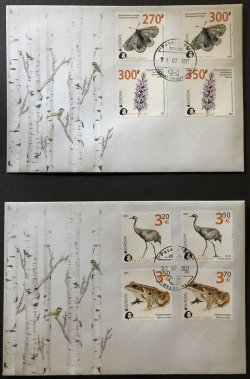 Russia and Finland 2021 Europa Endangered Wildlife full set of Peterspost issue 8 stamps on FDCs