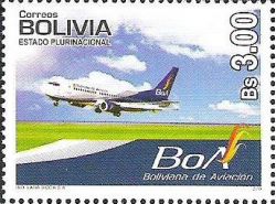 Bolivia. 2 years airlines "Boliviana de Aviación". Stamp 1