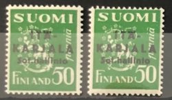 Finland 1941 WWII Occupation of East Karelia military government Coat of Arms definitives black overprint set of 2 stamps 50p both types mint (**)