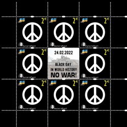 Finland 2022 No war! 24.02.22 the black day in history Help to Ukraine Peterspost sheetlet of 8 stamps with label MNH