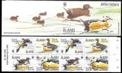 Aland Islands Åland Finland 2001 WWF Siberian eider Polysticta stelleri booklet of 2 sets MNH
