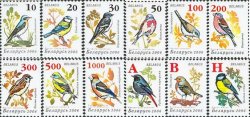 Belorussia Belarus Weissrussland 2006 Definitives birds from gardens silk paper set of 12 stamps MNH