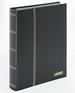 Lindner Stockbook of the highest quality leather Elegant Leder, 60 black pages