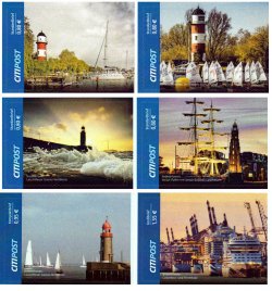 Germany Deutschland Allemagne 2021 Nordsee Lighthouses ships ports CITIpost set of 6 stamps MNH
