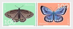 Switzerland Suisse 2021 Europa endangered wildlife butterflies strip of 2 stamps MNH