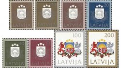 Latvia Lettland Lettonie 1991 Definitives First stamp set of Latvia after restoration of Independence set of 8 stamps MNH