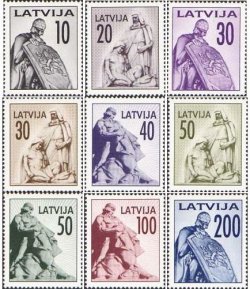 Latvia Lettland 1992 Definitives Lachplesis National epos monuments set of 9 stamps MNH