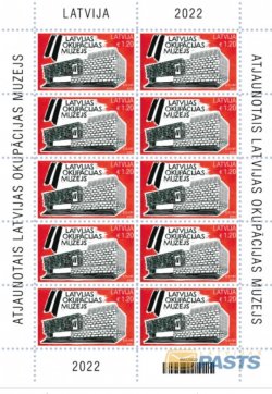 Latvia Lettland 2022 Restored Museum of the Occupation of Latvia Sheet of 10 stamps