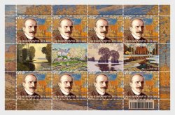 Latvia Lettland 2022 150th of Vilhelms Purvitis Painter Sheetlet of 8 stamps with 4 labels