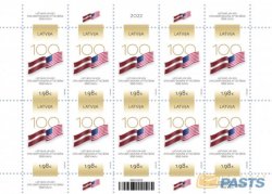 Latvia Lettland 2022 100th of the diplomatic relations between Latvia and USA Sheetlet of 10 stamps