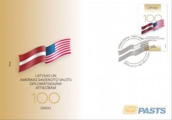 Latvia Lettland 2022 100th of the diplomatic relations between Latvia and USA FDC