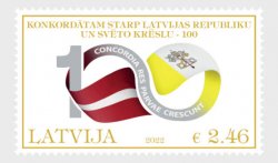 Latvia Lettland 2022 100th of the Concordat Between Latvian Republic and the Holy See Joint Issue with Vatican Stamp mint