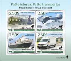 Lithuania Litauen Lituanie 2022 Postal History transport BeePost Block of 4 stamps MNH
