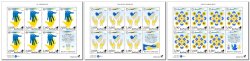 Estonia Lithuania Finland 2022 Support to Ukraine BeePost Set of 3 sheetlets of 7 stamps