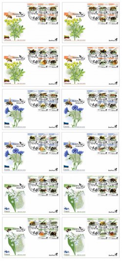 Estonia Lithuania Finland 2022 Honey insects BeePost Full complete of 3 sets of 4 FDCs