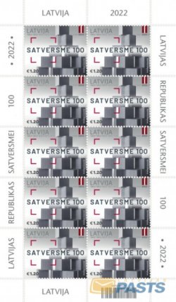 Latvia 2022 100th of the Constitution of the Republic of Latvia Sheetlet of 10 stamps