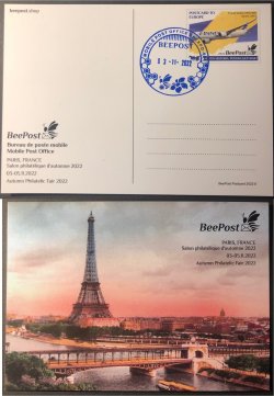 Finland 2022 Postal transport history Airmail Postal stationary card International Philatelic exhibition in Paris France BeePost FDC