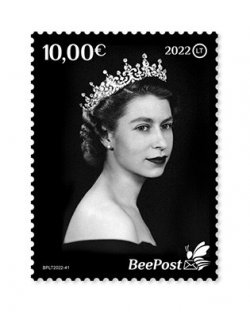 Lithuania 2022 In memory of Her Majesty Queen Elizabeth II BeePost LT stamp MNH