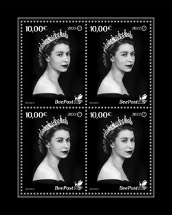 Lithuania 2022 In memory of Her Majesty Queen Elizabeth II BeePost LT sheetlet of 4 stamps MNH