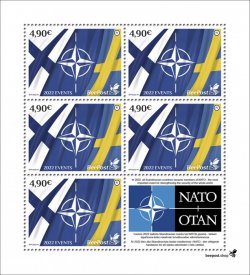 Finland 2022 Accession to NATO of Finland and Sweden BeePost sheetlet of 5 stamps and label MNH