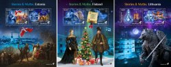 Estonia Finland Lithuania 2022 Europa CEPT Stories and Myths Legends of ancient castles and Christmas traditions BeePost set of 3 blocks MNH
