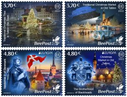 Estonia Estland Estonie 2022 Europa CEPT Stories and Myths Legends of ancient castles and Christmas traditions BeePost set of 4 stamps MNH
