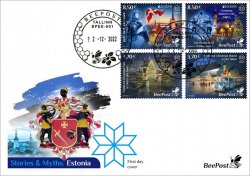 Estonia 2022 Europa CEPT Stories and Myths Legends of ancient castles and Christmas traditions BeePost set of 4 stamps FDC