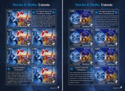 Estonia 2022 Europa CEPT Stories and Myths Legends of ancient castles and Christmas traditions BeePost set of 2 sheetlets with labels