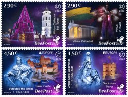Lithuania 2022 Europa CEPT Stories and Myths Legends of ancient castles and Christmas traditions BeePost set of 4 stamps MNH