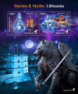 Lithuania 2022 Stories and Myths Legends of ancient castles and Christmas traditions BeePost block mint