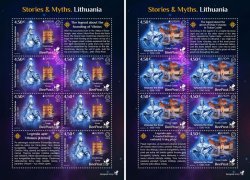 Lithuania 2022 Stories and Myths Legends of ancient castles and Christmas traditions BeePost set of 2 sheetlets with labels