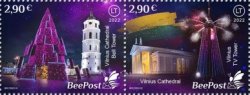 Lithuania 2022 Stories and Myths Legends of ancient castles and Christmas traditions BeePost strip of 2 stamps mint
