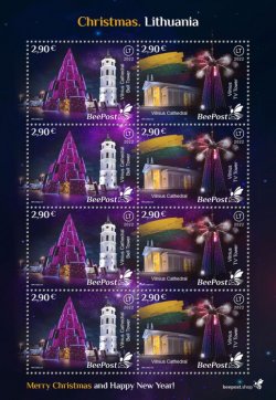 Lithuania 2022 Stories and Myths Legends of ancient castles and Christmas traditions BeePost sheetlet of 4 strips mint