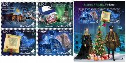 Finland 2022 Stories and Myths Legends of ancient castles and Christmas traditions BeePost set of 4 stamps and block MNH