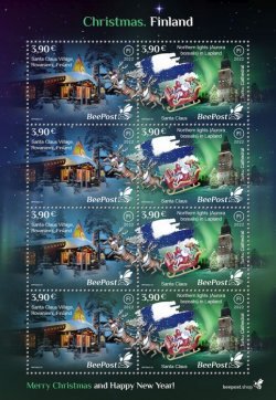 Finland 2022 Stories and Myths Legends of ancient castles and Christmas traditions BeePost sheetlet of 4 strips