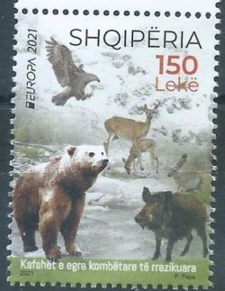 Albania 2022 Europa CEPT Endangered Species animals birds from national reservations single stamp MNH
