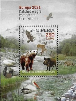 Albania 2022 Europa CEPT Endangered Species animals birds from national reservations block MNH