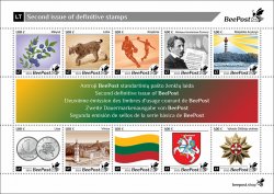 Lithuania Litauen 2023 BeePost Second definitives set of 10 stamps in block with label MNH