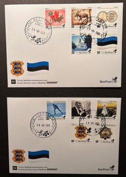 Estonia Estland 2023 BeePost Second definitives set of 10 stamps from sheetlets FDC