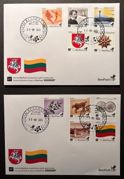 Lithuania Litauen 2023 BeePost Second definitives set of 10 stamps from sheetlets FDC