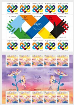 Aland Islands Åland Finland 2023 Europa CEPT Peace set of 2 strips of 10 stamps and 10 labels each mint